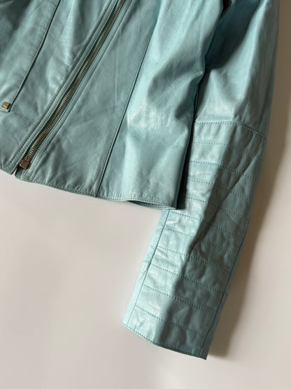 Christian Dior John Galliano S/S 2004 Turquoise Biker Jacket