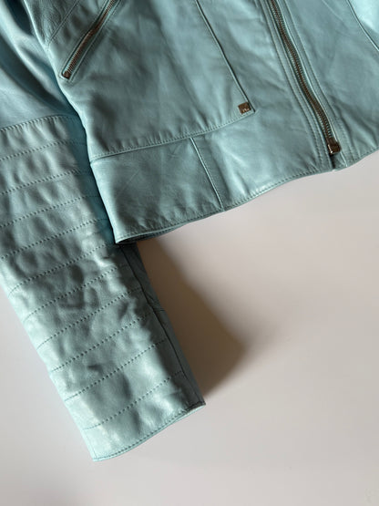 Christian Dior John Galliano S/S 2004 Turquoise Biker Jacket