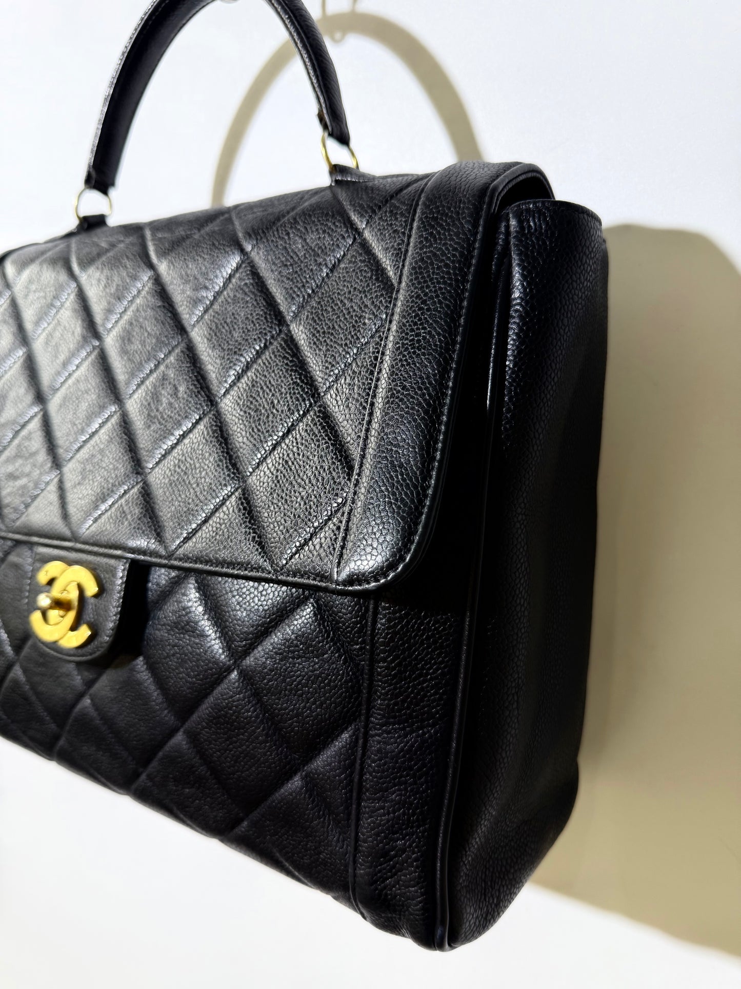 1995 Chanel Jumbo Flap Caviar Kelly Top Handbag