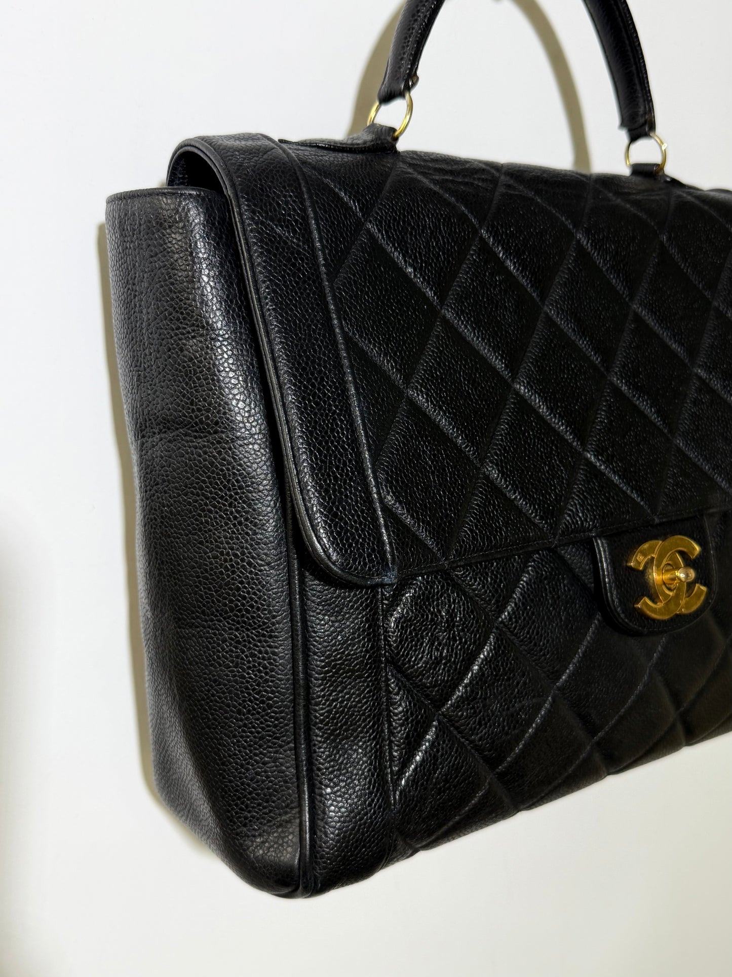 1995 Chanel Jumbo Flap Caviar Kelly Top Handbag