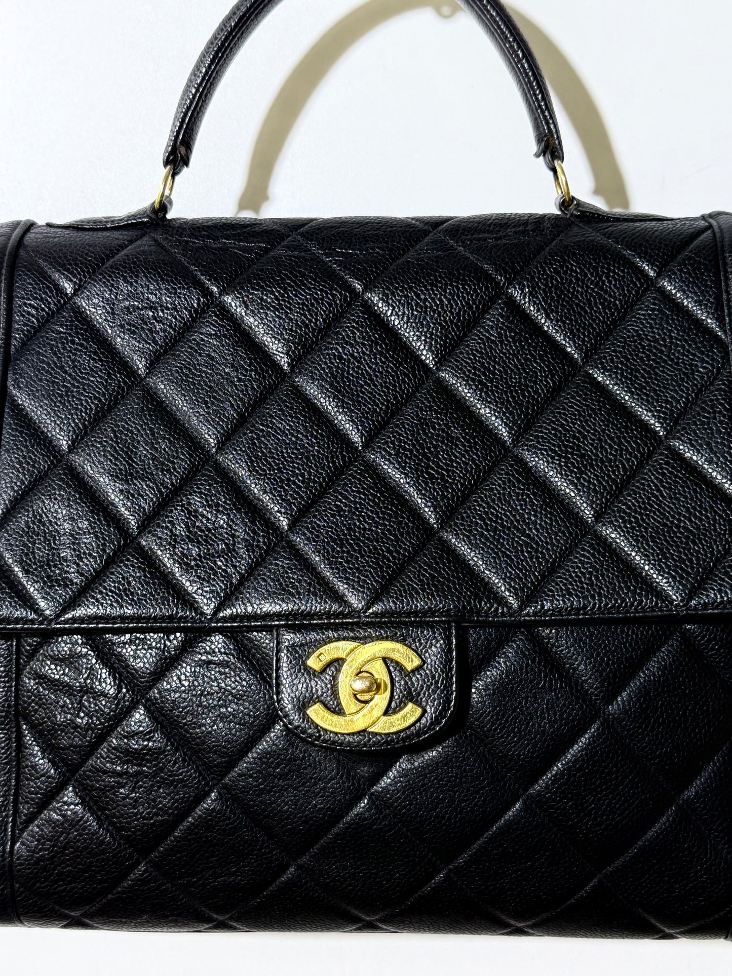 1995 Chanel Jumbo Flap Caviar Kelly Top Handbag