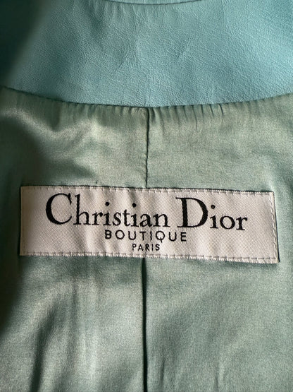 Christian Dior John Galliano S/S 2004 Turquoise Biker Jacket