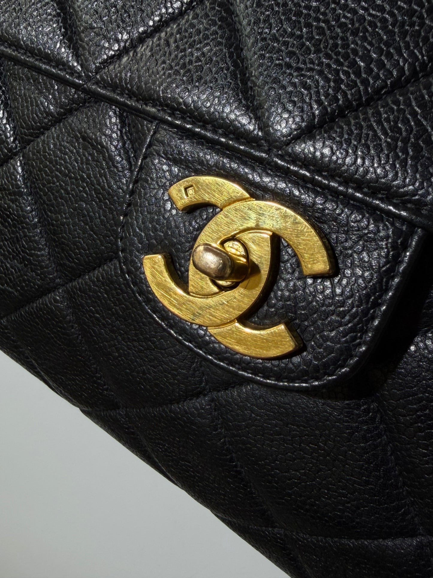 1995 Chanel Jumbo Flap Caviar Kelly Top Handbag