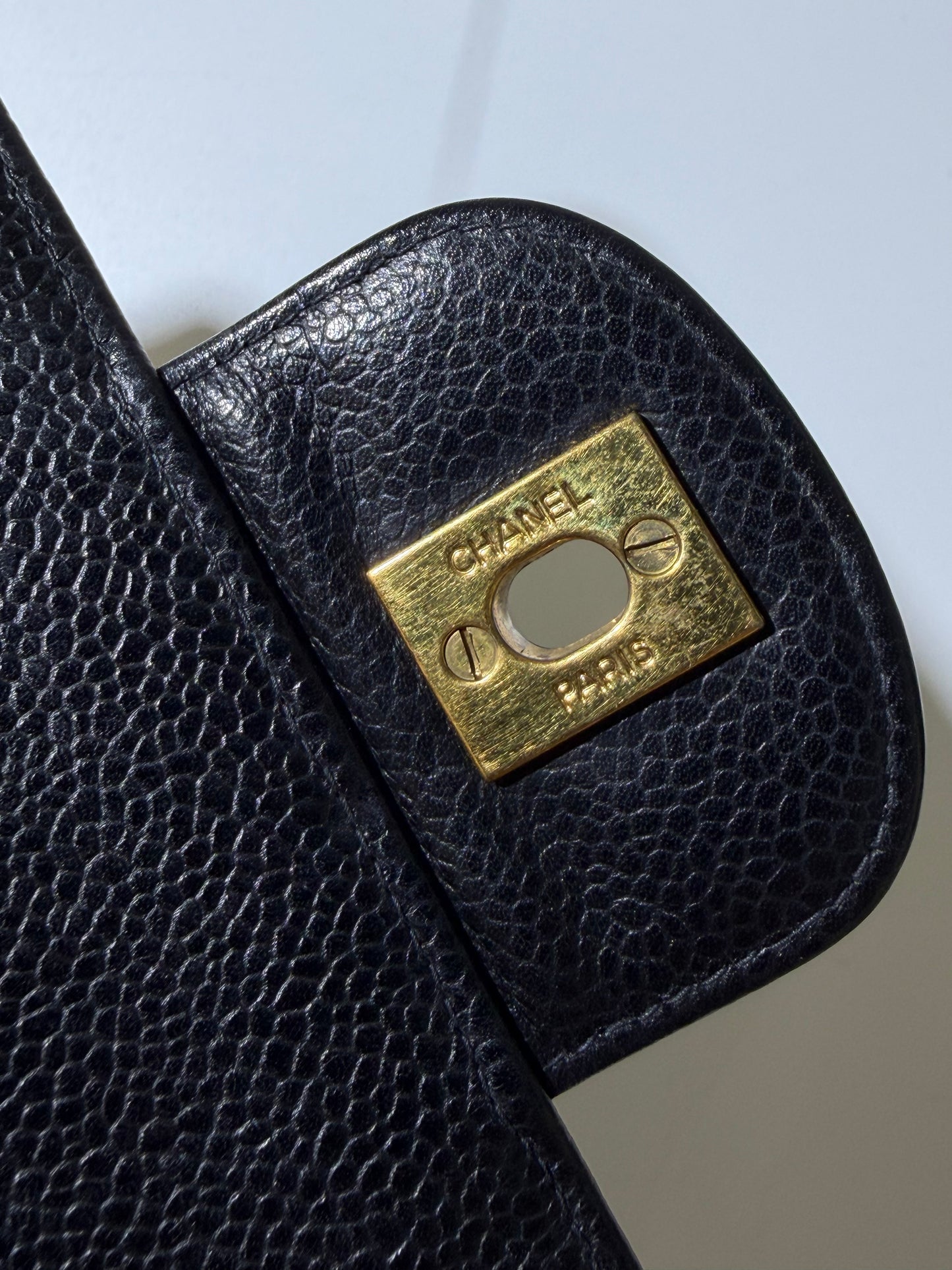 1995 Chanel Jumbo Flap Caviar Kelly Top Handbag
