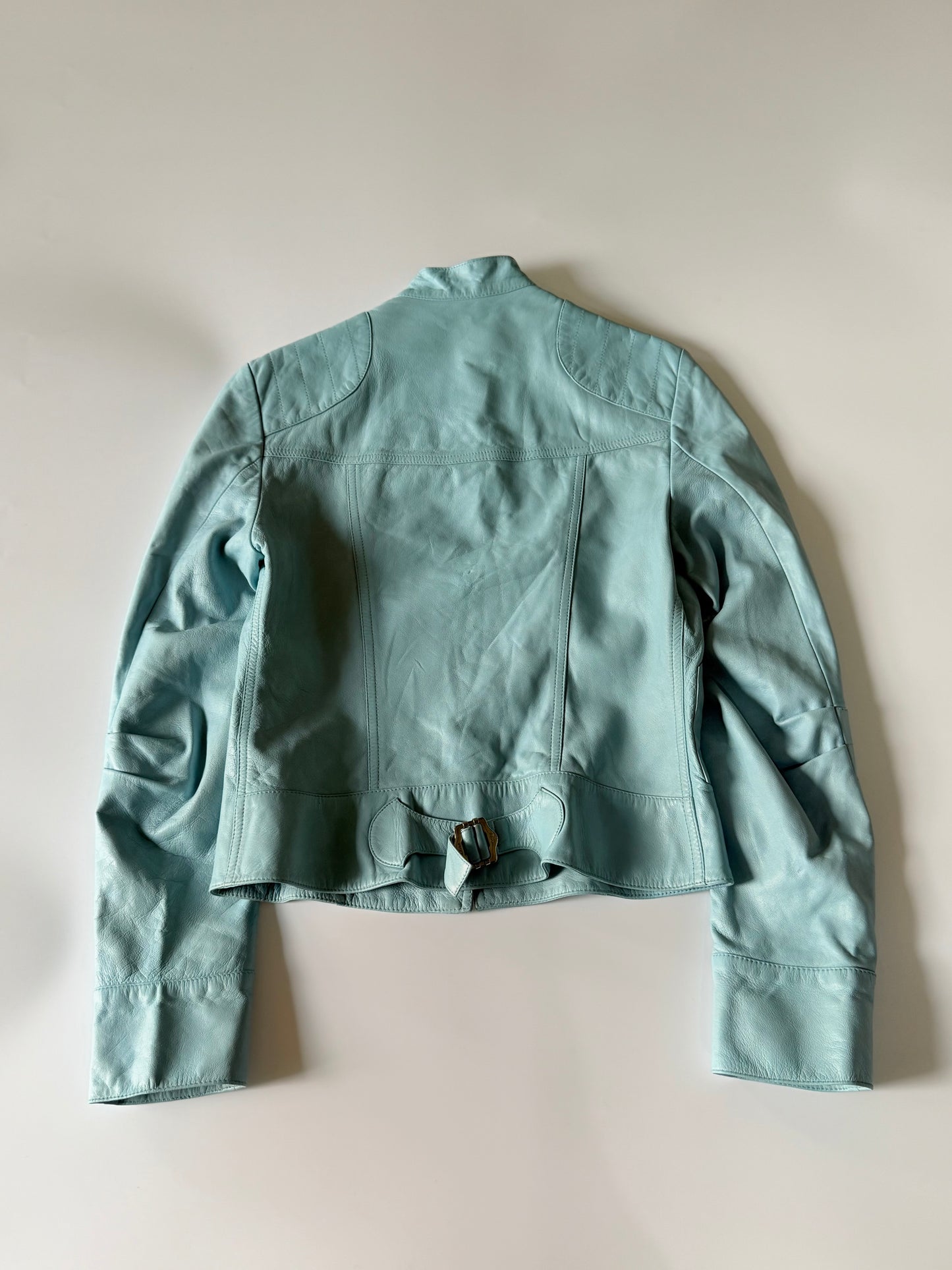 Christian Dior John Galliano S/S 2004 Turquoise Biker Jacket