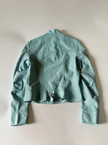 Christian Dior John Galliano S/S 2004 Turquoise Biker Jacket