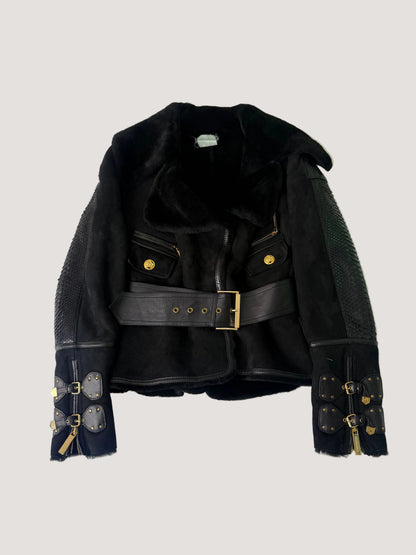 Vintage Versace Shearling Jacket Python Skin Back Design