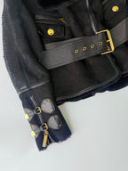Vintage Versace Shearling Jacket Python Skin Back Design