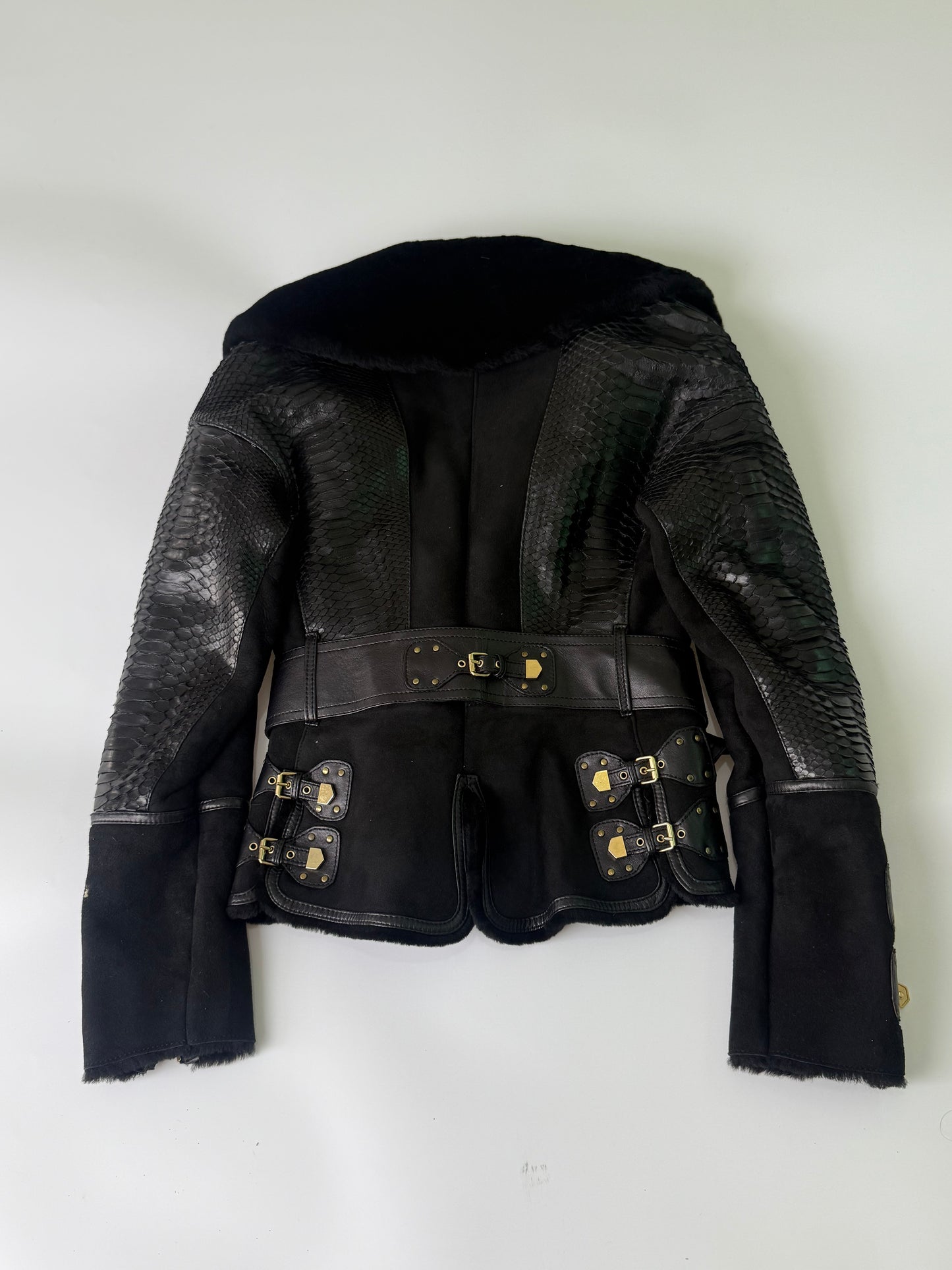 Vintage Versace Shearling Jacket Python Skin Back Design