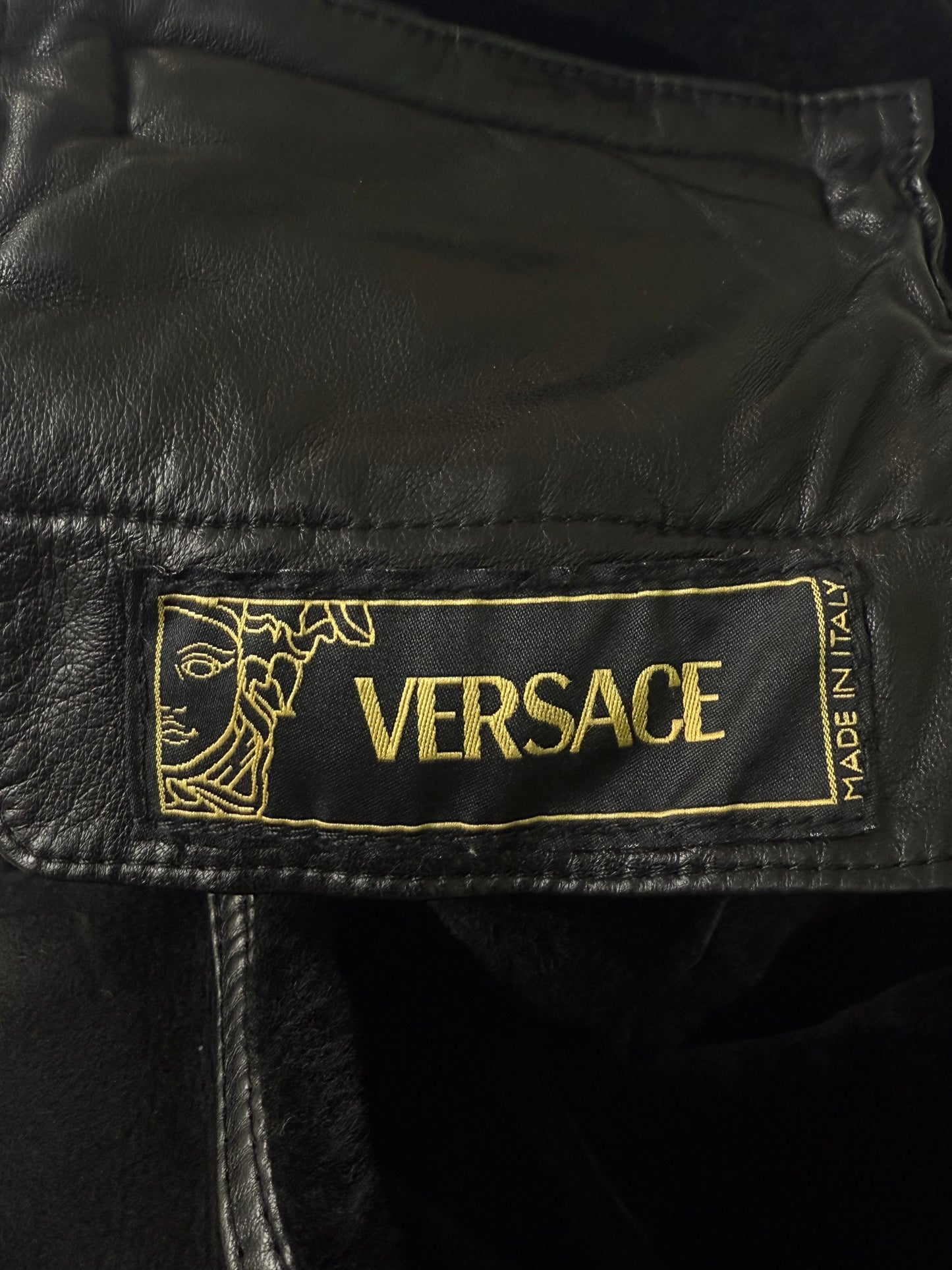 Vintage Versace Shearling Jacket Python Skin Back Design