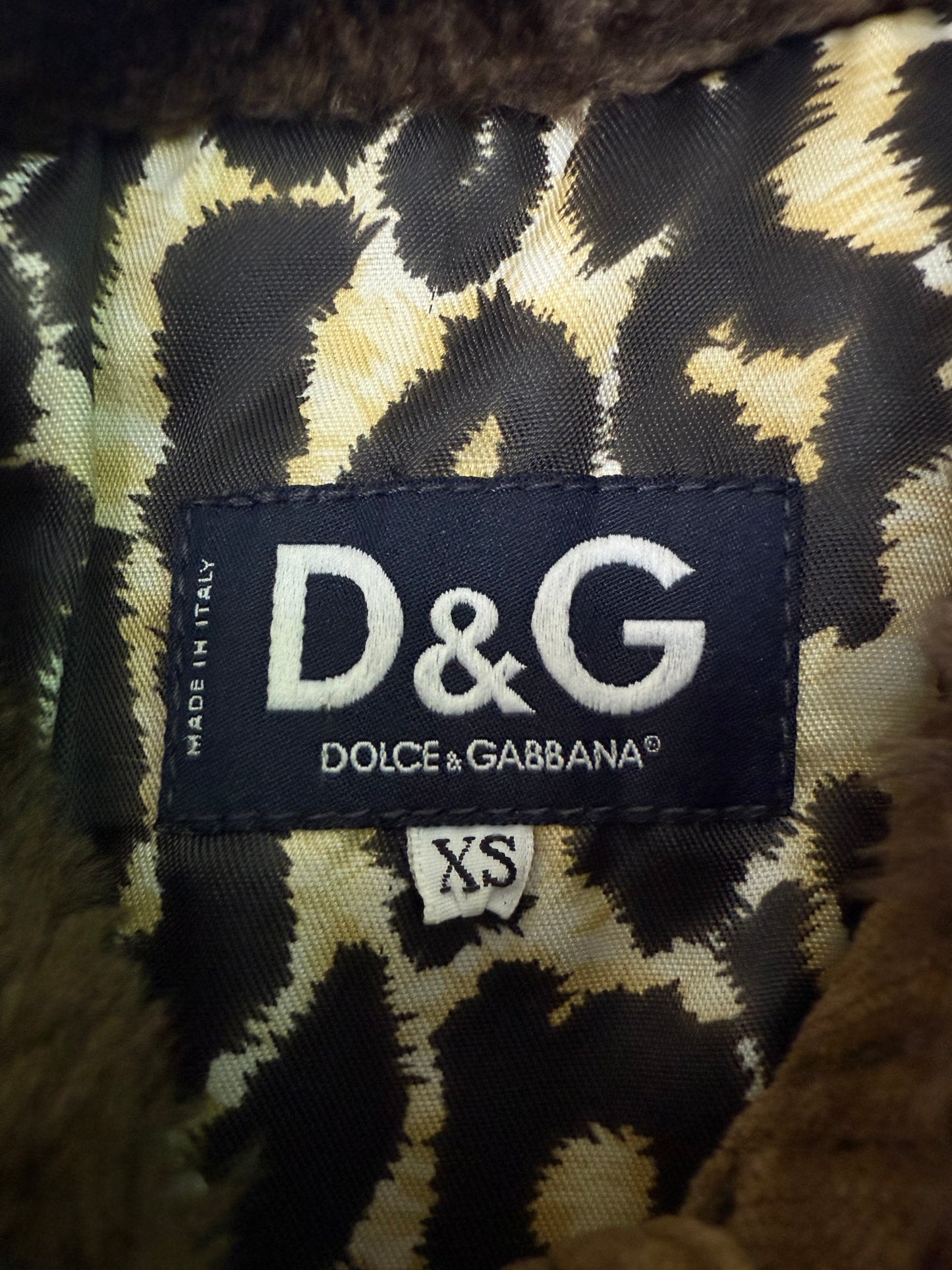 Dolce & Gabbana Corduroy Shearling Jacket Leopard Lining