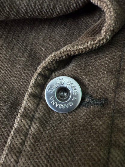 Dolce & Gabbana Corduroy Shearling Jacket Leopard Lining