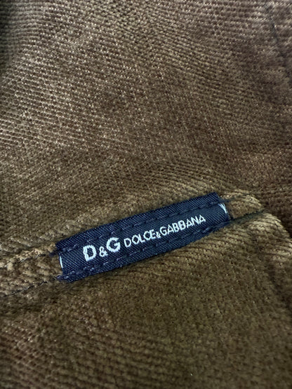 Dolce & Gabbana Corduroy Shearling Jacket Leopard Lining