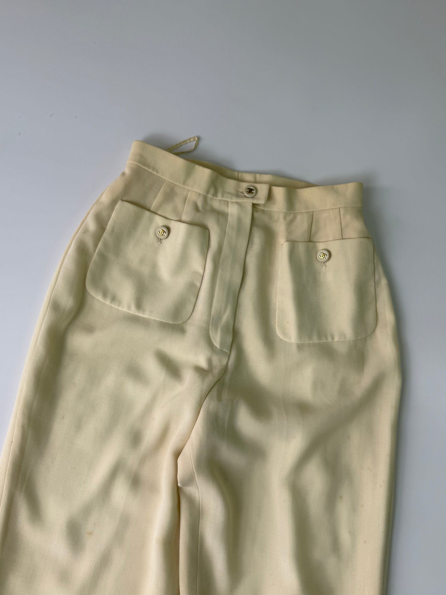 Chanel Boutique Beige Wide Leg Trousers