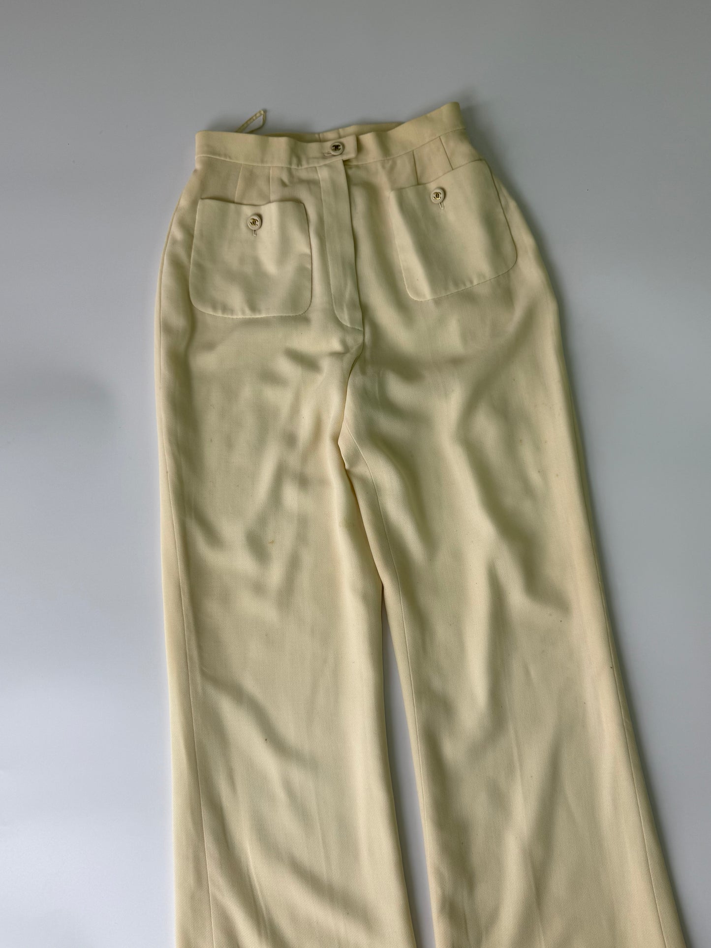 Chanel Boutique Beige Wide Leg Trousers