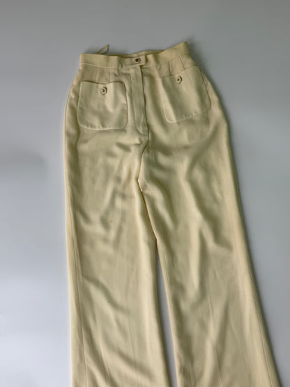 Chanel Boutique Beige Wide Leg Trousers