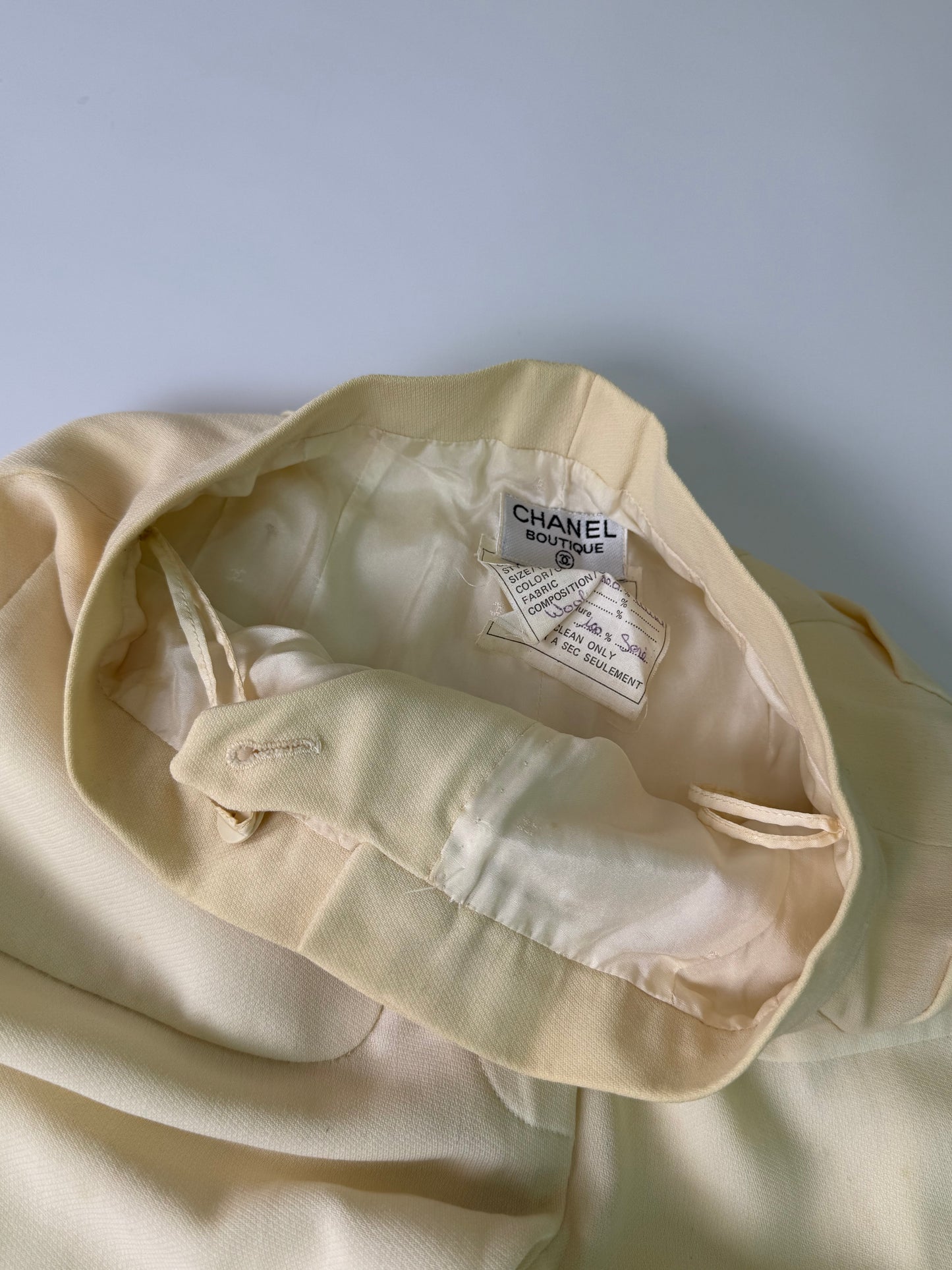 Chanel Boutique Beige Wide Leg Trousers