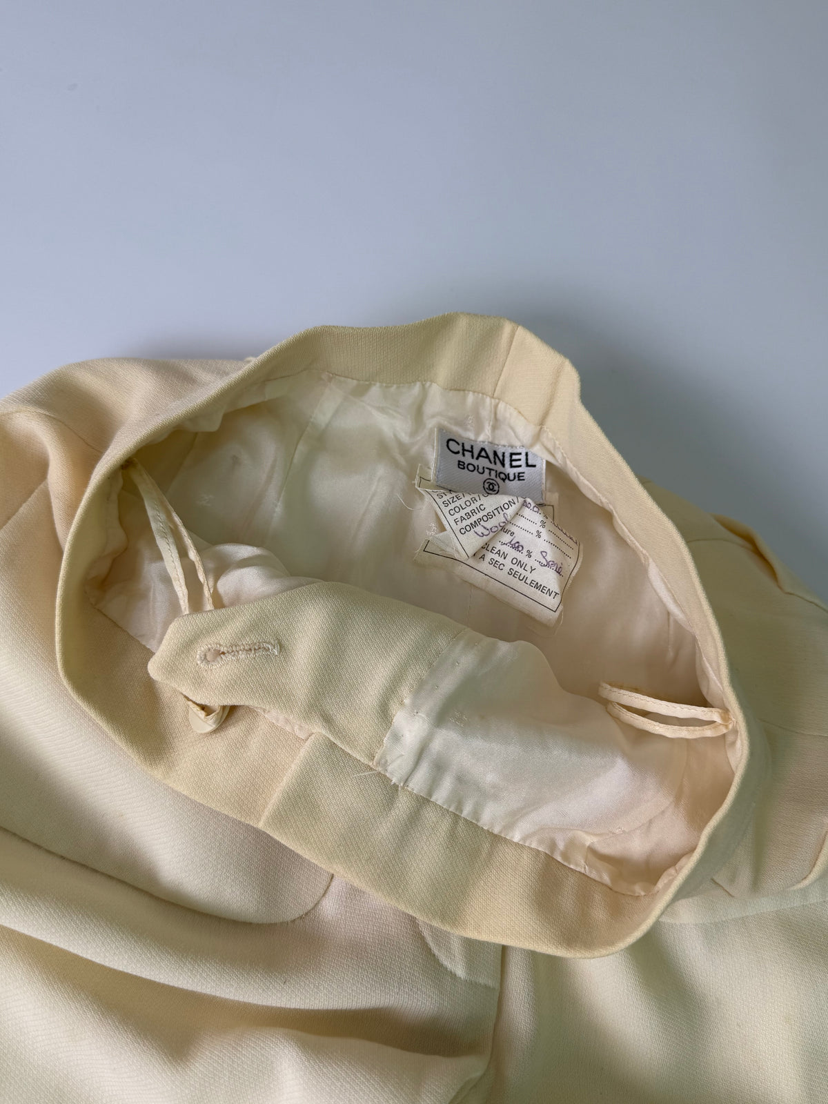 Chanel Boutique Beige Wide Leg Trousers