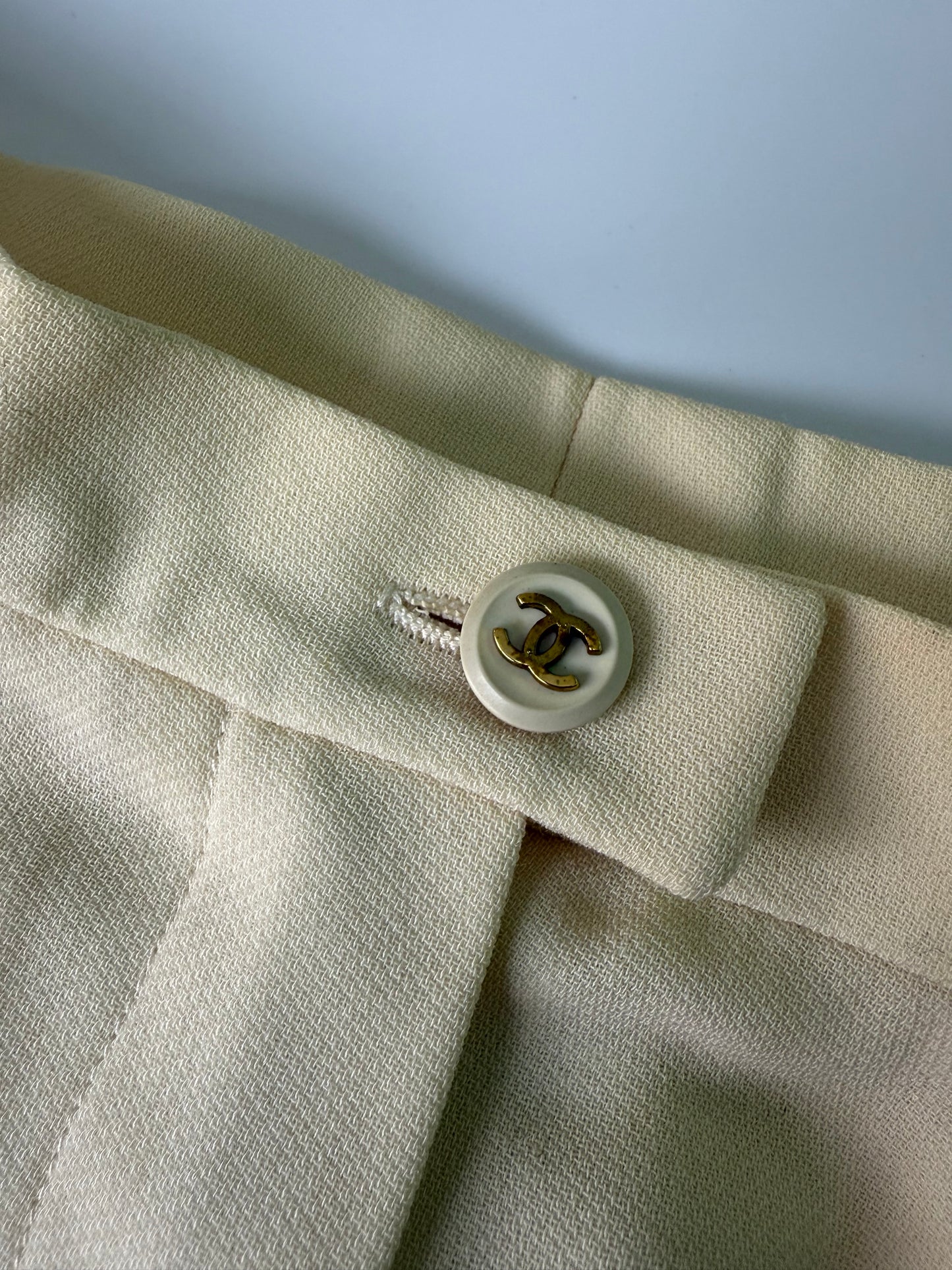 Chanel Boutique Beige Wide Leg Trousers