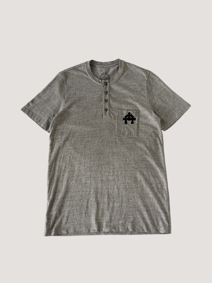 Chrome Hearts Gray BS Fleur Button Henley Neck Short Sleeve