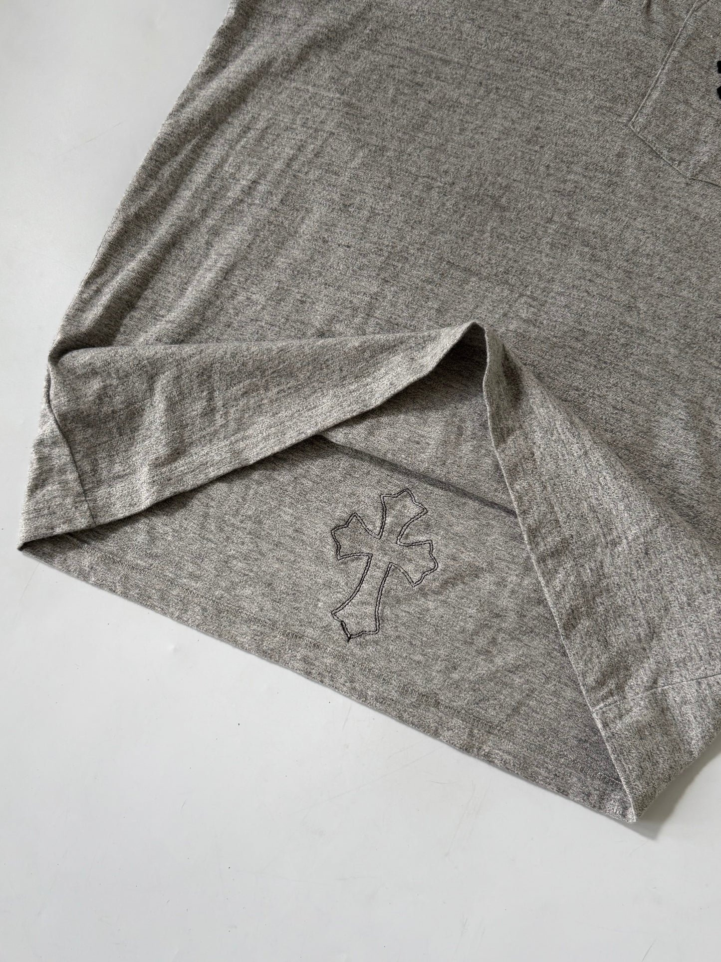 Chrome Hearts Gray BS Fleur Button Henley Neck Short Sleeve