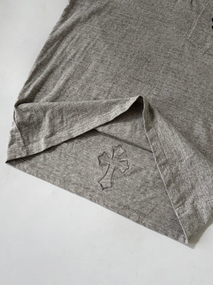 Chrome Hearts Gray BS Fleur Button Henley Neck Short Sleeve