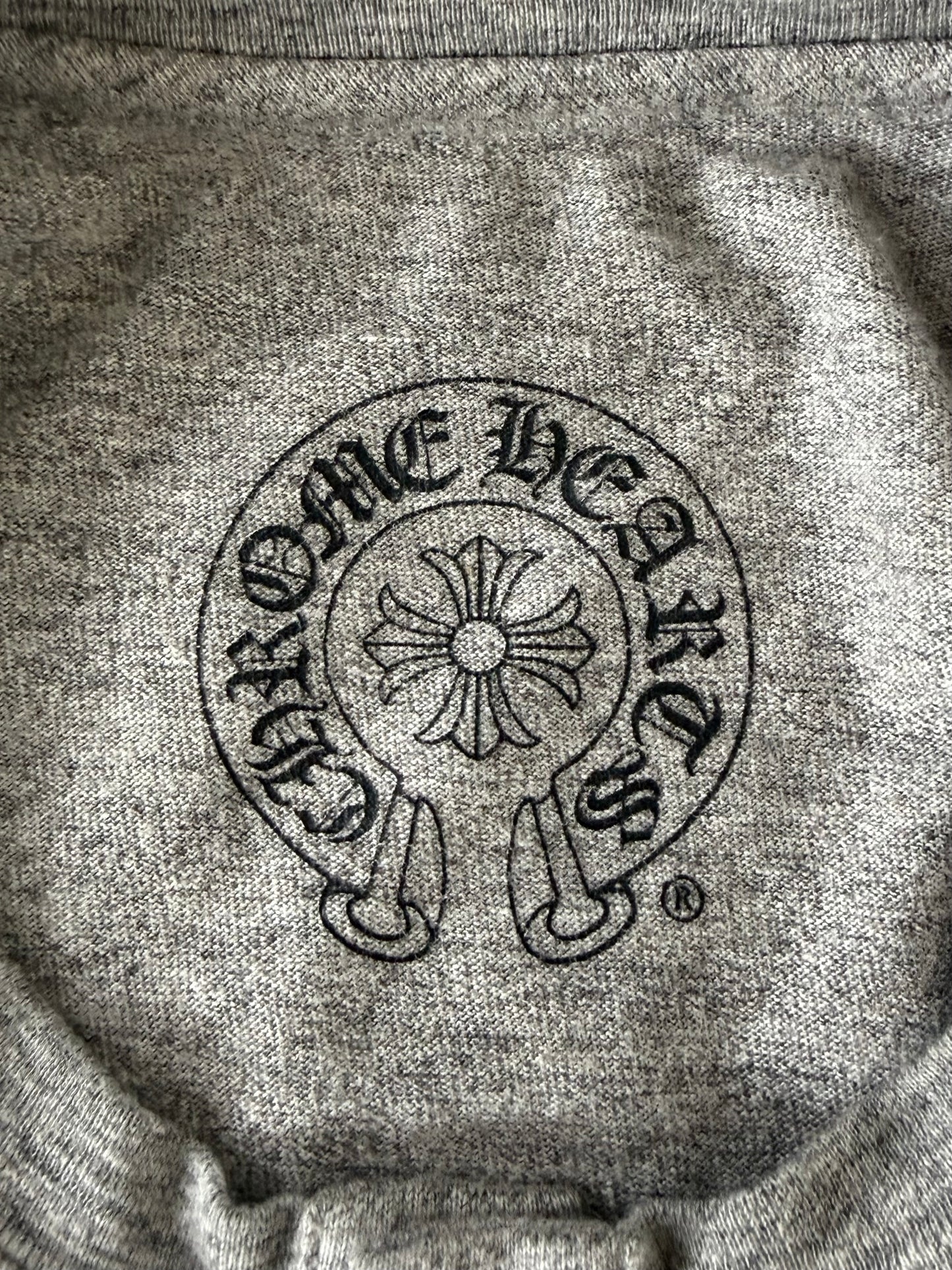 Chrome Hearts Gray BS Fleur Button Henley Neck Short Sleeve