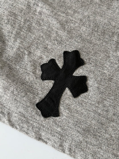Chrome Hearts Gray BS Fleur Button Henley Neck Short Sleeve