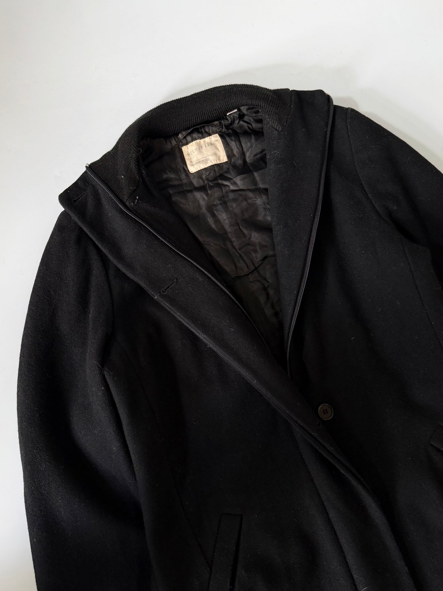 Helmut Lang 1998 Black Long Wool Coat
