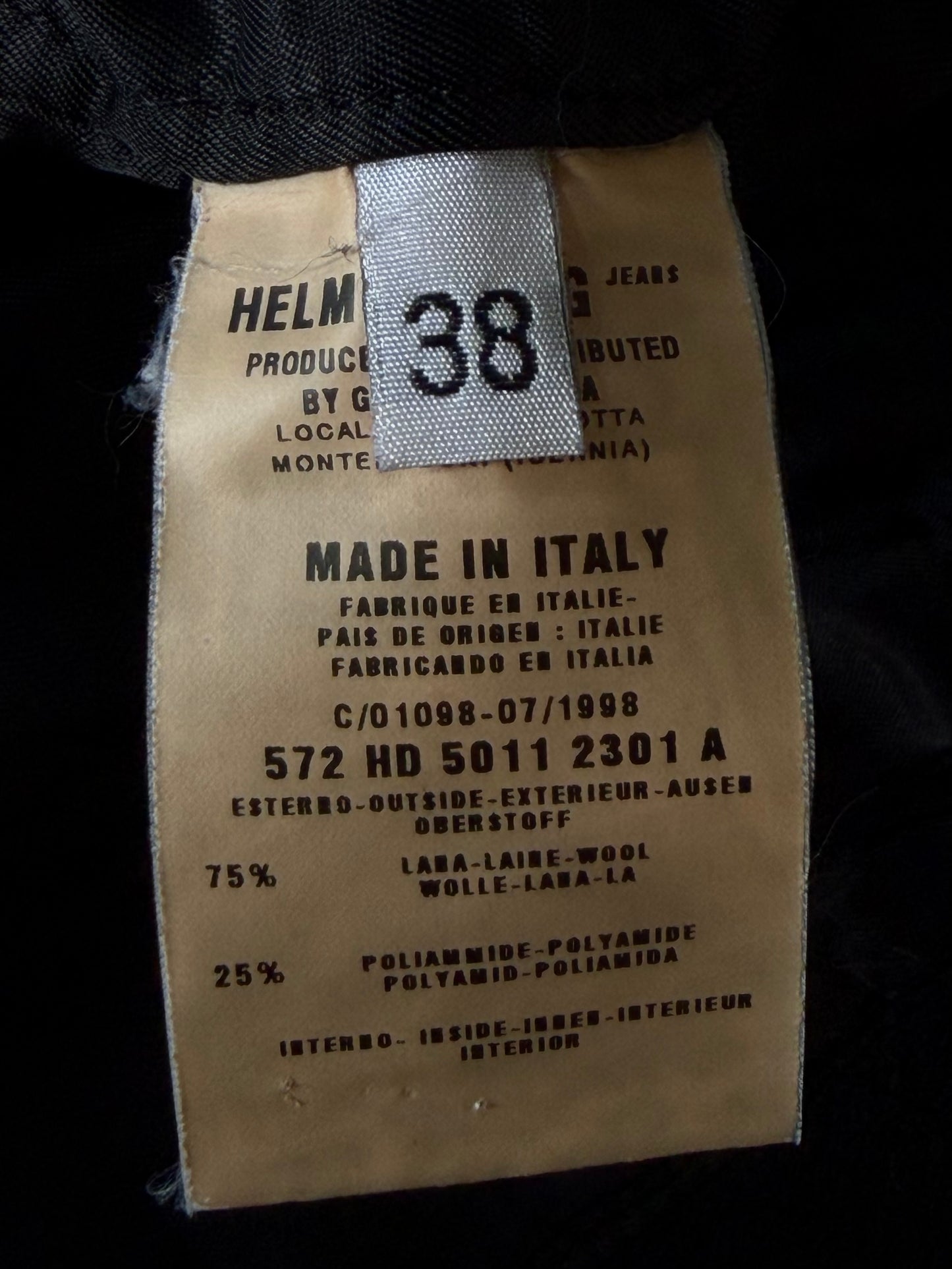 Helmut Lang 1998 Black Long Wool Coat