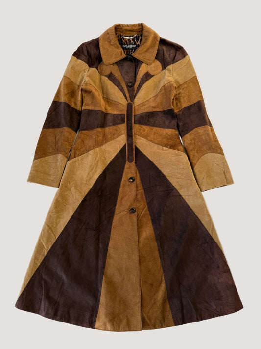 Dolce & Gabbana Brown Butterfly Suede Coat