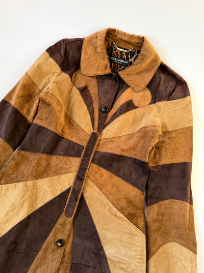 Dolce & Gabbana Brown Butterfly Suede Coat