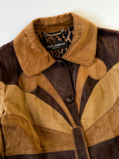 Dolce & Gabbana Brown Butterfly Suede Coat