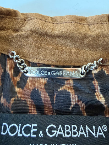 Dolce & Gabbana Brown Butterfly Suede Coat