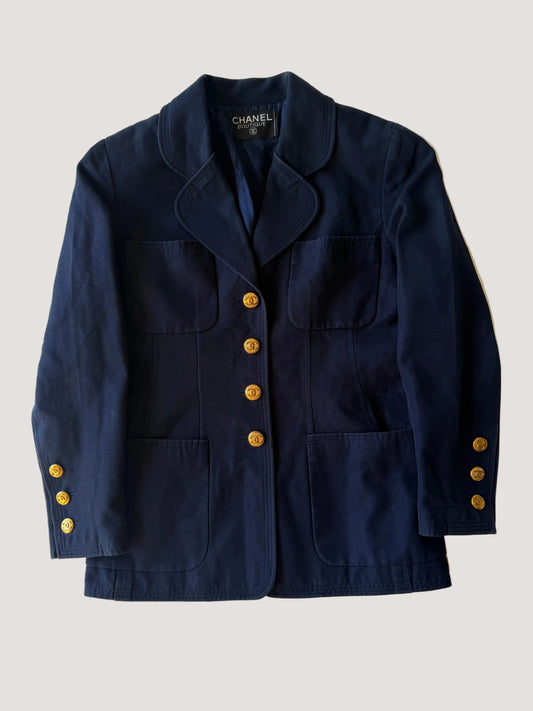 Vintage Chanel Boutique Navy Blue Blazer