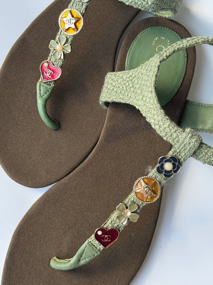 Chanel Tweed Charm Sandals