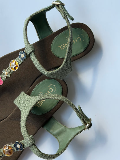 Chanel Tweed Charm Sandals