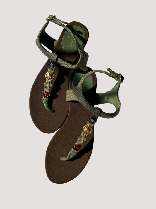 Chanel Tweed Charm Sandals