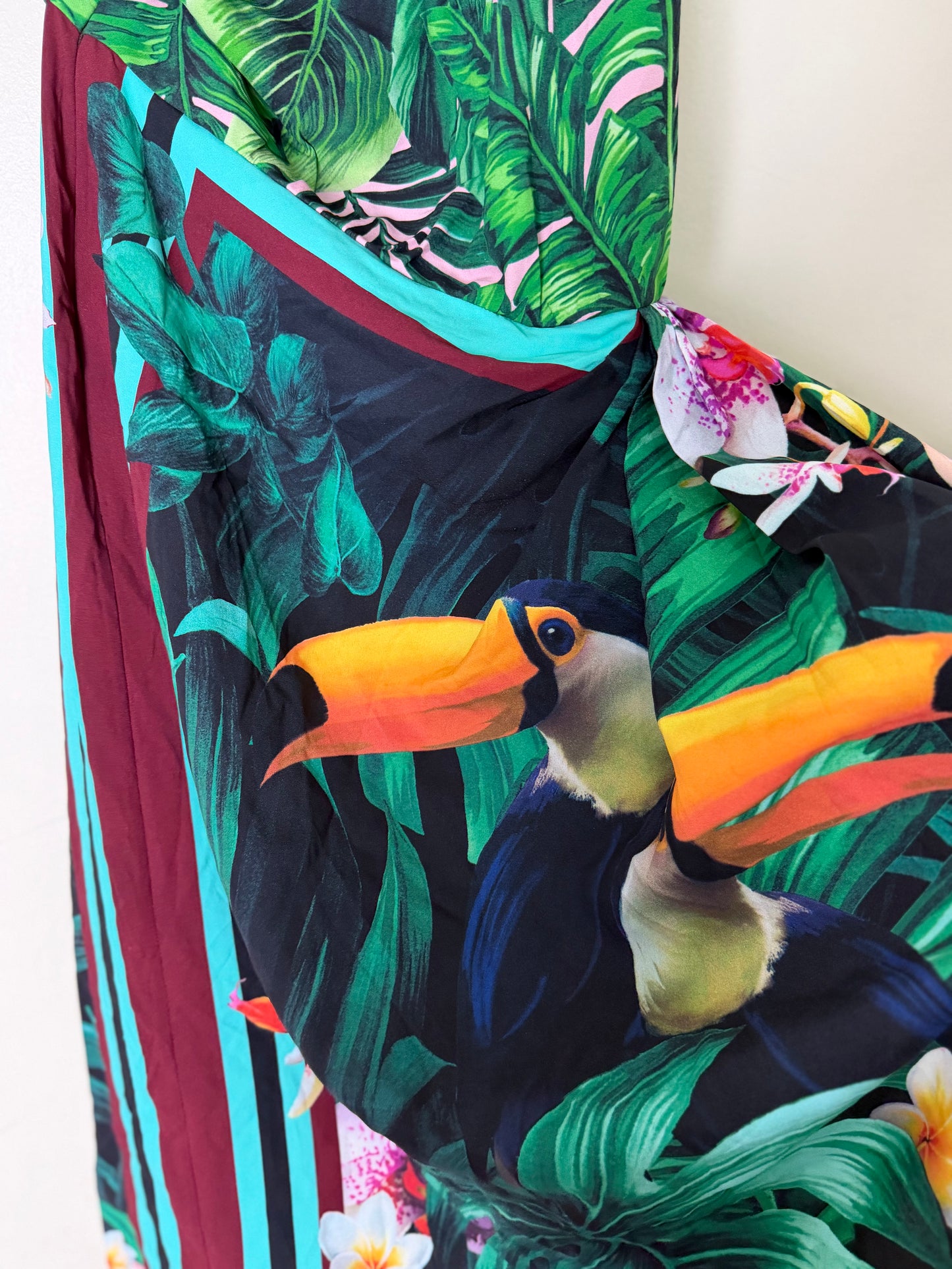 Dolce & Gabbana Tropical Jungle Print One-Shoulder Dress