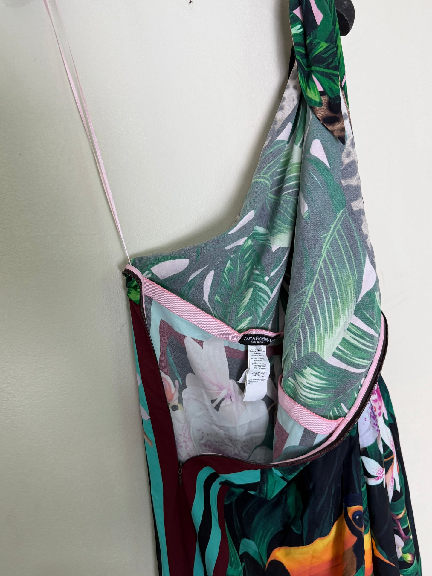 Dolce & Gabbana Tropical Jungle Print One-Shoulder Dress