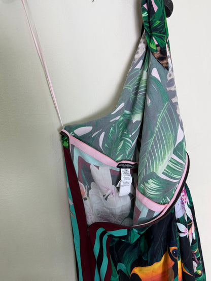 Dolce & Gabbana Tropical Jungle Print One-Shoulder Dress