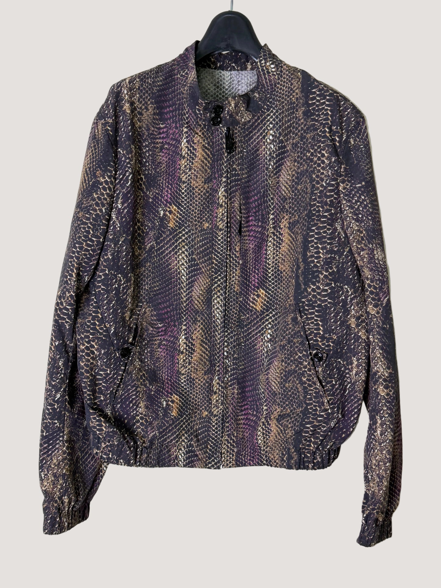 Yves Saint Laurent Purple and Gold Snakeskin Blouson Jacket