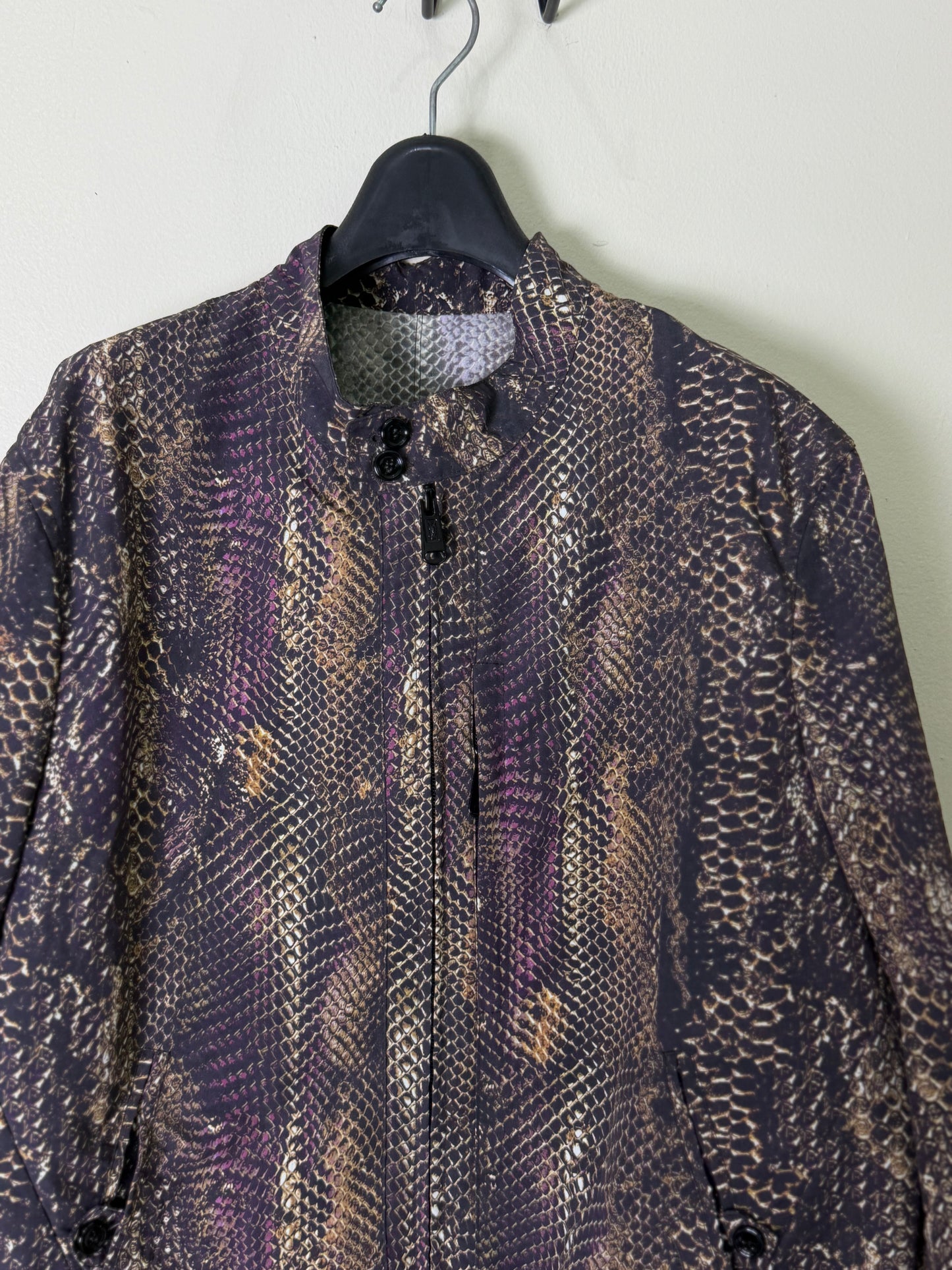 Yves Saint Laurent Purple and Gold Snakeskin Blouson Jacket