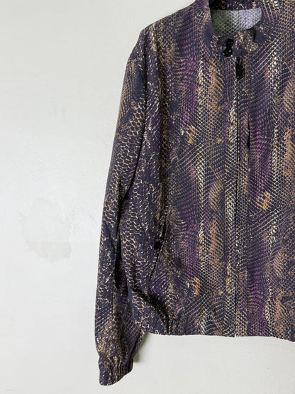 Yves Saint Laurent Purple and Gold Snakeskin Blouson Jacket