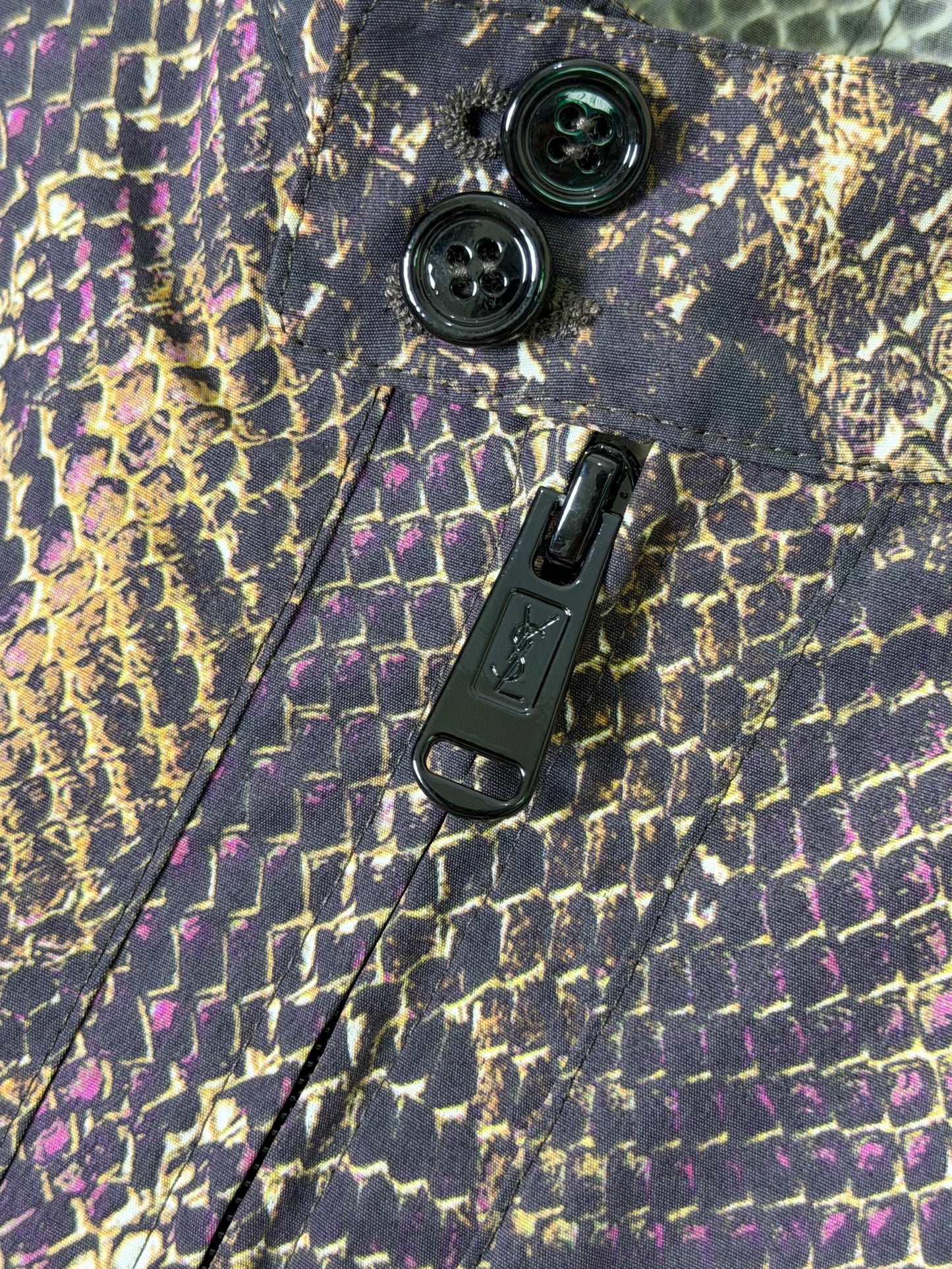 Yves Saint Laurent Purple and Gold Snakeskin Blouson Jacket