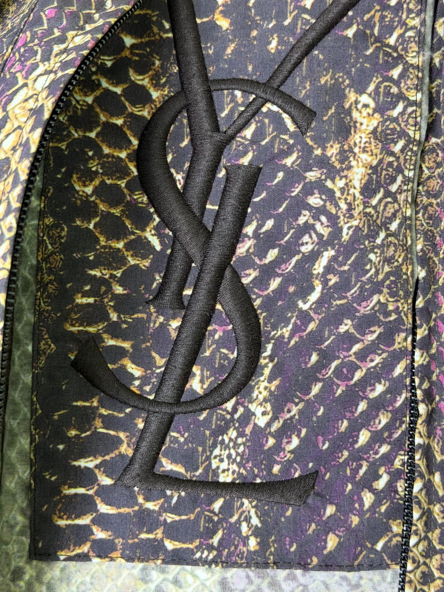 Yves Saint Laurent Purple and Gold Snakeskin Blouson Jacket