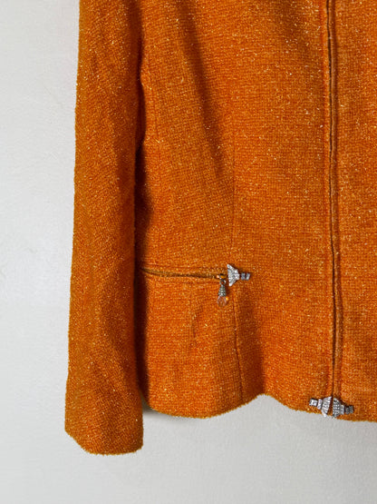 Christian Dior Boutique Embellished Orange Tweed Jacket