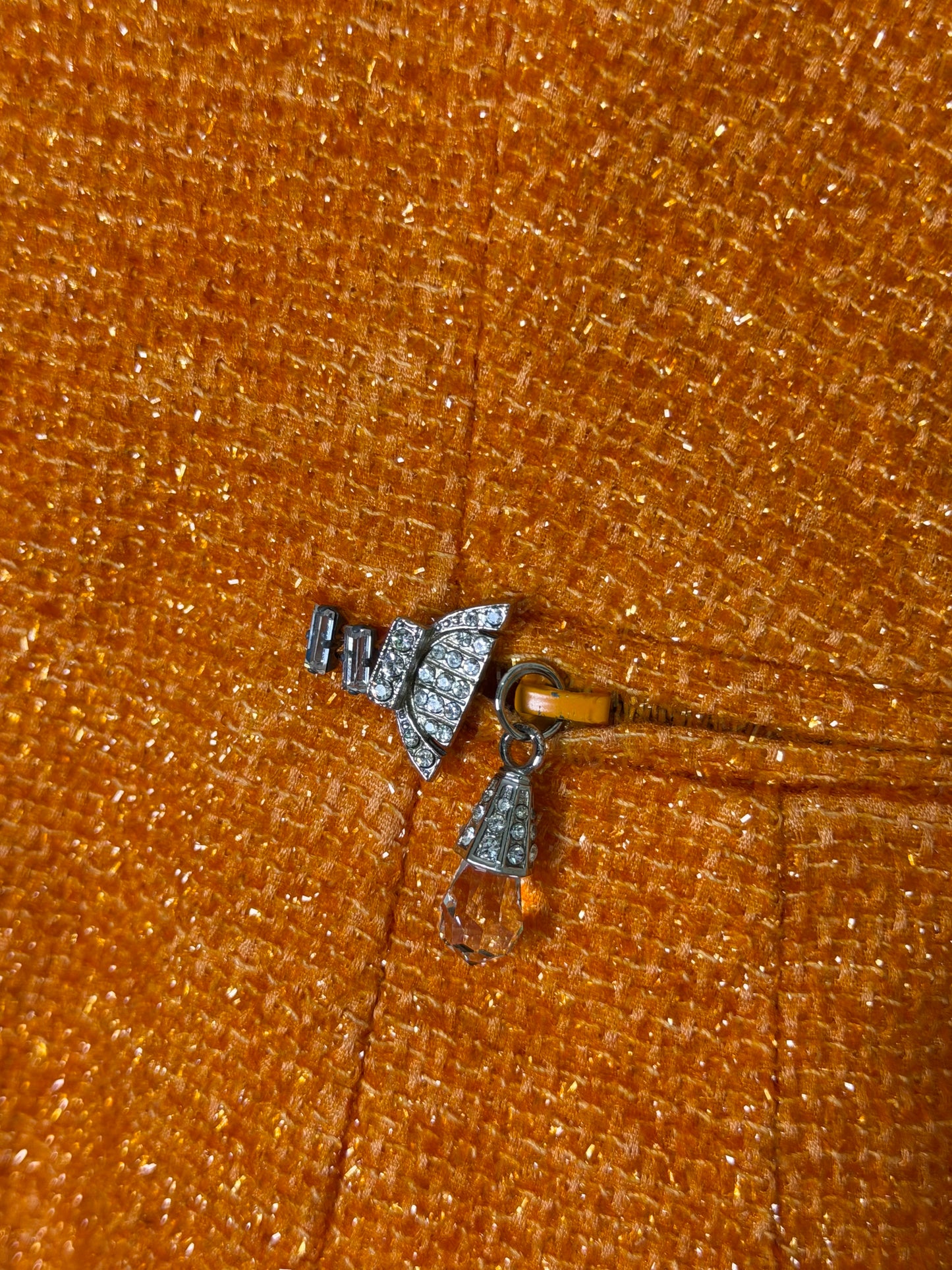 Christian Dior Boutique Embellished Orange Tweed Jacket