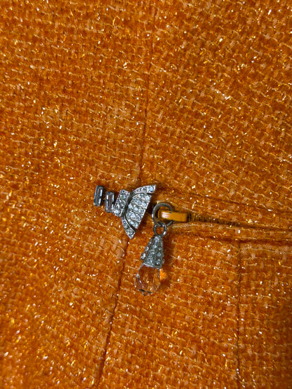 Christian Dior Boutique Embellished Orange Tweed Jacket