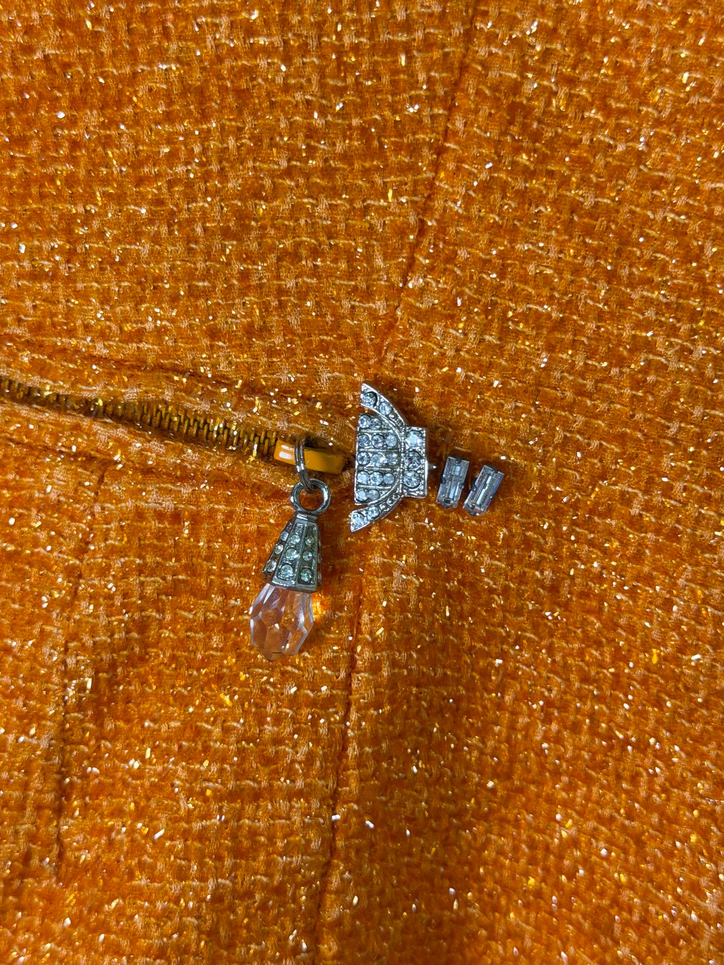 Christian Dior Boutique Embellished Orange Tweed Jacket